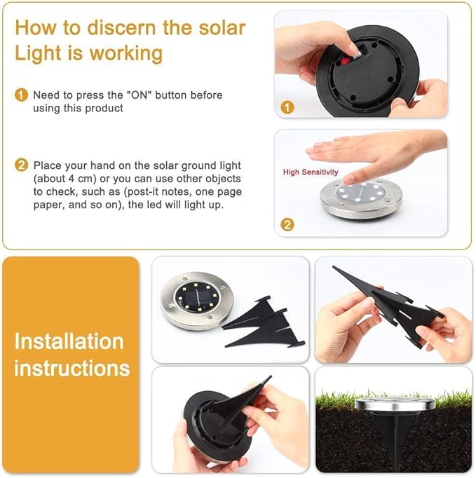Aogist Outdoor Solar Ground Lights, 8 LED Waterproof Garden Disk Lights In-Ground Landscape Lighting for Lawn Patio Pathway Yard Deck Walkway (White, 8 Pack)