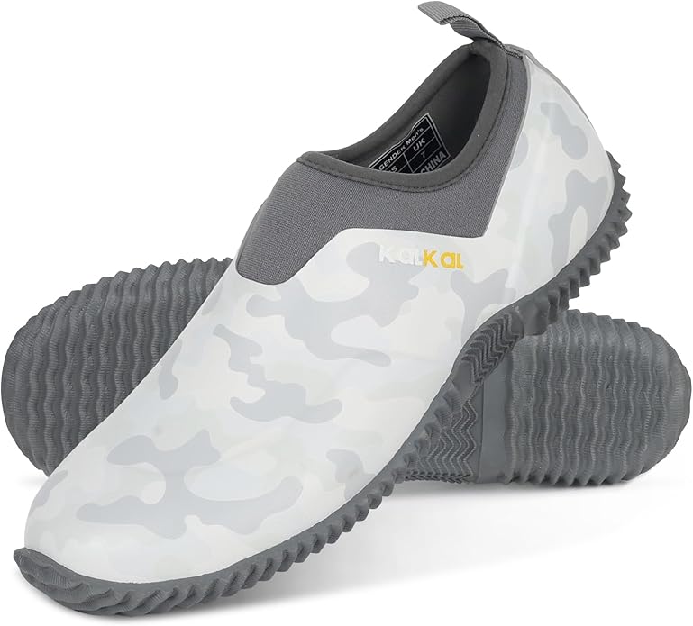 Kalkal Men's Rain Boots, Waterproof Garden Shoes, Neoprene Rubber Footwear for Camping, Lawn Care, Gardening and Yard Work(Size 6-14)