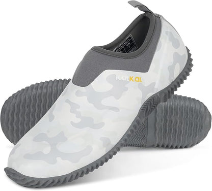 Kalkal Men's Rain Boots, Waterproof Garden Shoes, Neoprene Rubber Footwear for Camping, Lawn Care, Gardening and Yard Work(Size 6-14)