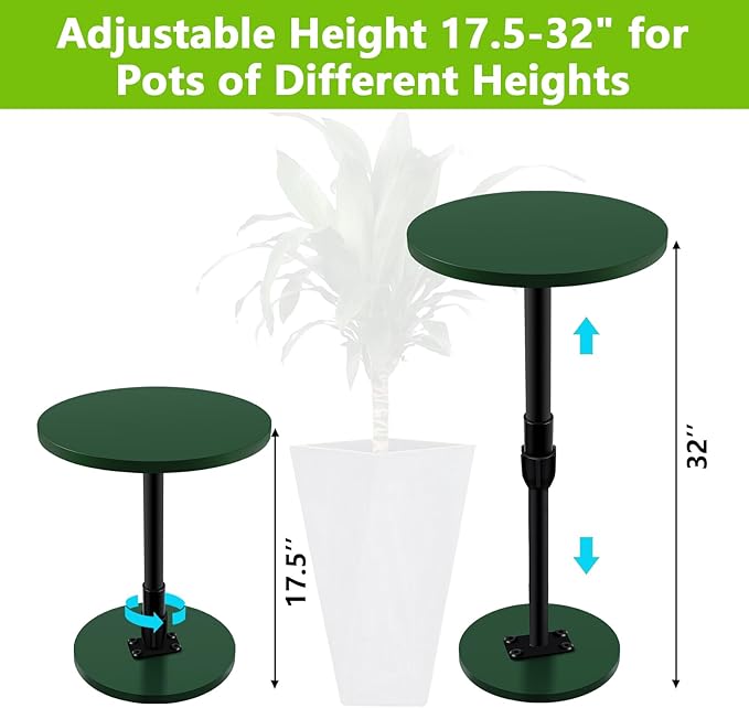 2 Pack Adjustable Height Plant Risers for Inside Pots, 17.5-30" Planter Inserts for Large Pots, Pot Fillers for Tall Square Round Taper Planters (6" 8" 10" Base or Top)