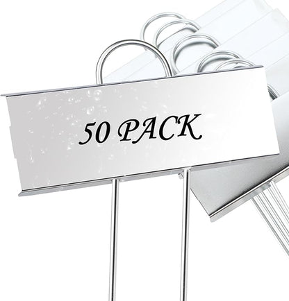 FORUP Metal Plant Labels, 50 Pack Garden Label Markers, Weatherproof Garden Stake Tags, Reusable Planting Gardening Markers, Silver
