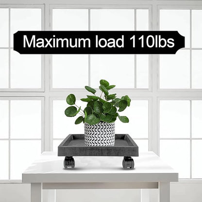 JOIKIT 2 Pack 11.8 Inch Square Plant Caddy with Wheels, Heavy Duty Rolling Plant Stand, Wheeled Planter Saucer Tray, Square Pot Trolley for Indoor Outdoor