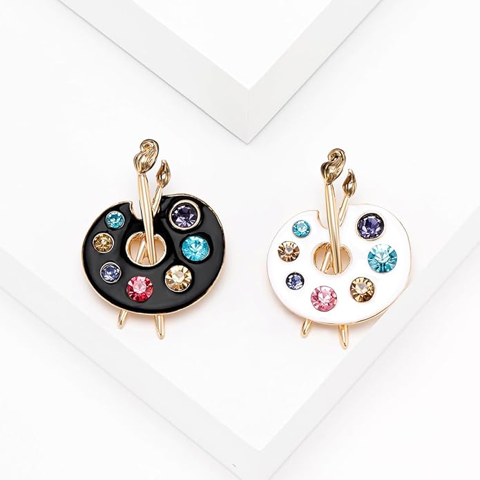 ONLYJUMP Painter Palette Brooch Pin for Women Girls Dainty Colorful Paint Palette Brush Artist Painter Lapel Pin Gift Jewelry Art Teacher Hat Bag Suit Tie Birthday Xmas Badges Painting Lovers Jewelry Gift