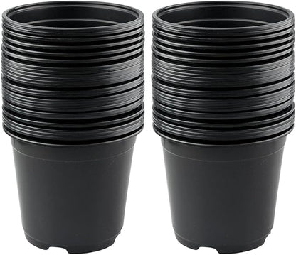 KINGLAKE 100 Pcs 6" Plastic Plants Nursery Pots Seedlings Flower Plant Container Seed Starting Pots Black