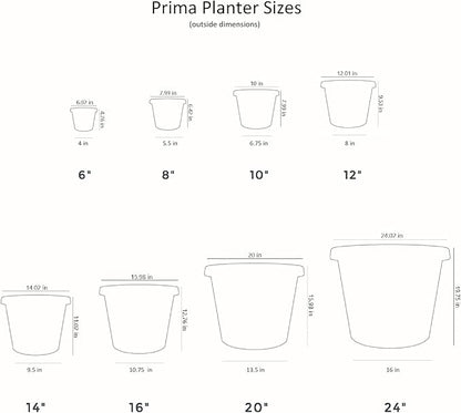 The HC Companies 14 Inch Round Prima Planter - Plastic Plant Pot with Rolled Rim for Indoor Outdoor Plants Flowers Herbs, Honey (Pack of 4)