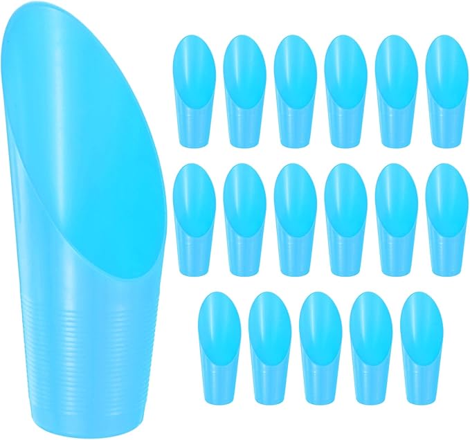 18-Pack Bonsai Soil Scoops, Plastic Garden Soil Scoops Bucket Shovel Potting Scoopers for Transplanting/Flower Planting/Plant Succulent, Colorful Small Gardening Tools [Blue]