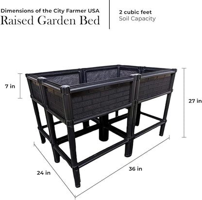 Elevated Raised Garden Bed with Legs 7" Depth Planter Box | Non-Toxic Sun Protected Material | 36" L X 24" W X 27" H for Easy Planting | Large Vegetable & Herb Backyard Patio