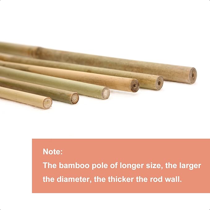 Bamboo Stakes 4FT Garden Stakes Plant Stakes for Indoor and Outdoor Climbing Plants Poles Sticks Support Tomatoes Eggplants Beans 25 Pack