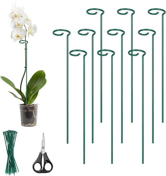 Kingsyard 16 Inch Plant Support Stakes - 10 Pack, 4.5mm Thick All Metal Garden Plant Stakes for Outdoor Plants Single Stem Flowers Dahlia Lily Rose Peony Hydrangea Tomatoes Sunflower Gladiolus
