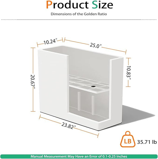 Rectangular Planter Box for Outdoor Plants, Large Tall Resin Flower Pots for Garden, Front Porch, Patio, Indoor (White, 25 x 21 inch)