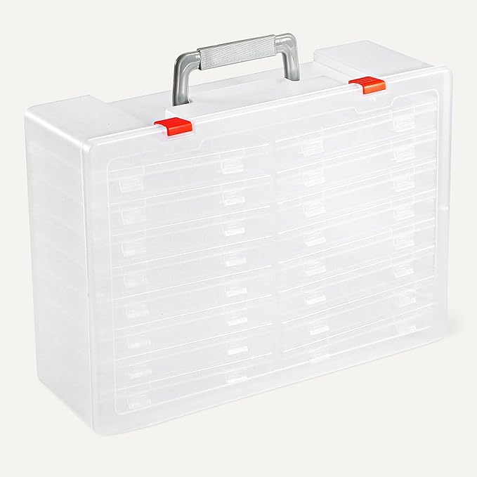 Amazon Basics 4" x 6" Photo Storage Case and Craft Organizer with 16 Inner Cases