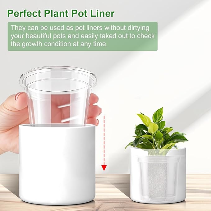 SupKing 6 Inch Clear Nursery Pots Large Plastic Seed Starter 8 Packs Plant Flower Pot with Drainage Holes for Transplanting Succulents Cuttings Seedlings Bonus 15 Plant Labels