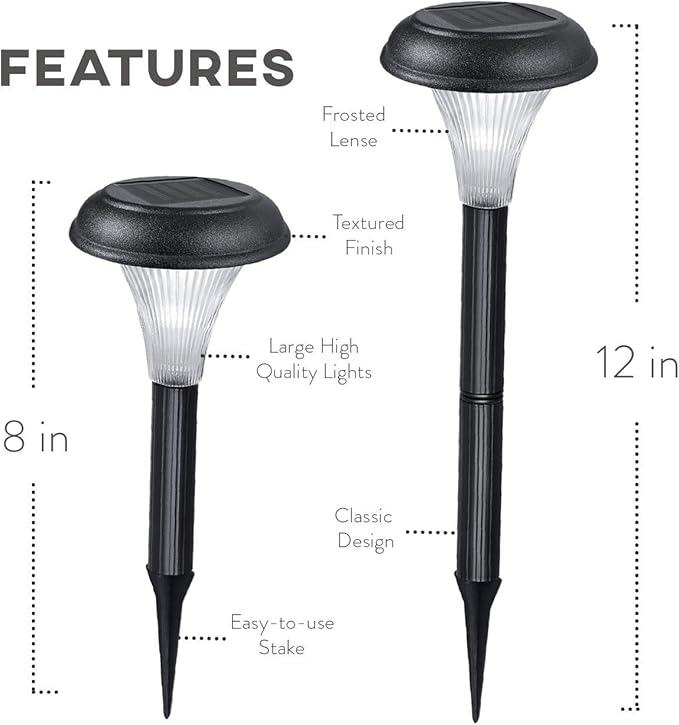 GardenBliss Best Solar Lights for Outdoor Pathway, 10 Brightest Light Set for Walkway, Patio, Path, Lawn, Garden, Yard Decor, Double Waterproof Seal, Large Led Landscape Outside Post Lighting Lamps