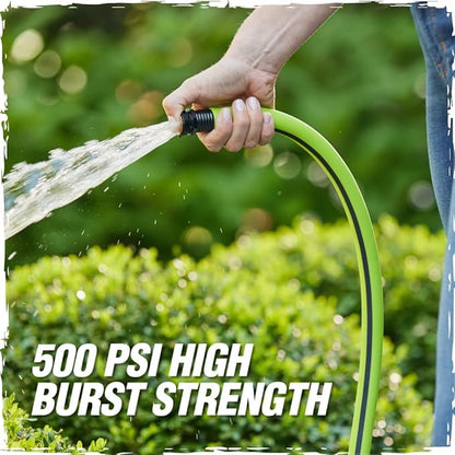 Rugged Rhino Heavy Duty Flexible Light Weight Garden Hose, 100ft x 5/8in, 4 Layer Leakproof Outdoor Gardening Tools, Watering Supplies, Powerful Water Pressure for Lawn, Flowers, Green Black