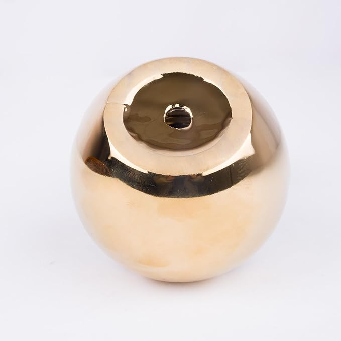 Gold Spherical Ceramic Plant Pots Succulent Small Planter Indoor Modern Round Decorative Indoor-Outdoor Garden Plant Pots with Drainage Holes - Plants Not Included 3.94 x 3.94 x 3.15 Inch
