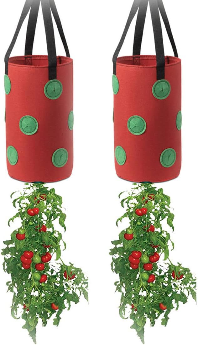 Ulalaza 2 PCS 13 Hole Strawberry Bags with Holes at The Bottom Hanging Planting Bags Hanging Strawberry Planting Bags 3 gallons 20cm*35cm/7.8inch*13.7inch