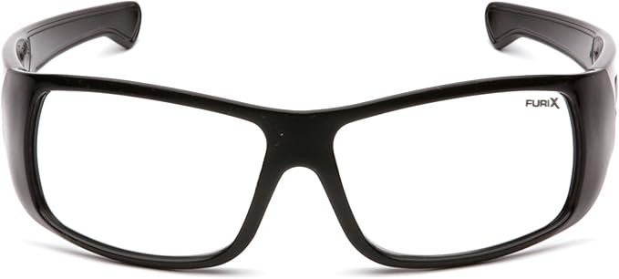 Pyramex Furix Safety Glasses Black Frame Clear Anti-Fog Lens