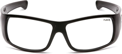 Pyramex Furix Safety Glasses Black Frame Clear Anti-Fog Lens