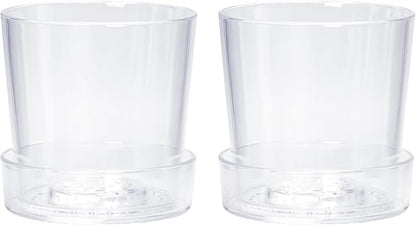 Phoenix Vine 4.5 Inch Clear Acrylic Planter Pot with Tray, Orchid Pot with Drainage Holes, Deep Saucer for Bottom Watering, Transparent Containers for Indoor Plants, Herbs, Set of 2, 91-A-E-2