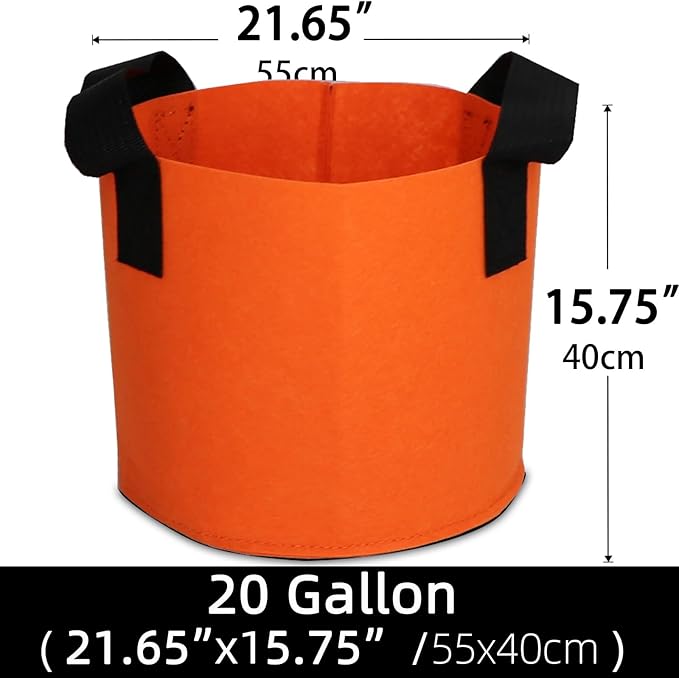 Grow Bags,Growing Pot Bags Garden Grow Bag Indoor Outdoor Fabric Aeration Plant Pot Container Flower Vegetable Pouch (Dark Orange,20Gallon)