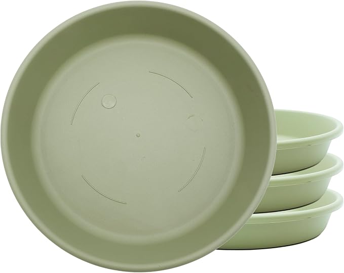 The HC Companies 10 Inch Classic Round Plant Saucer, Lightweight UV-Resistant Plastic Outdoor & Indoor Flower Pot Tray, 4-Pack Plant Pot Trays for Garden & Home Decor, Seafoam