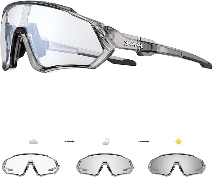 KAPVOE Photochromic Cycling Glasses Men Women Mountain Bike Sunglasses Clear MTB Bicycle Riding - K9408