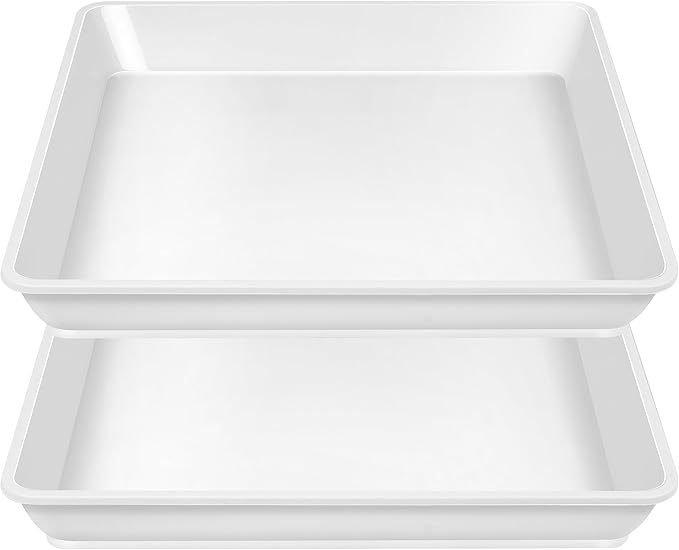 Square Plant Saucer 14 Inch 2 Pack, Durable Plastic Plant Trays Plant Pot Saucers, Square Planters for Indoors and Outdoors Plants, Garden Large Plant Saucers for Pots Black.