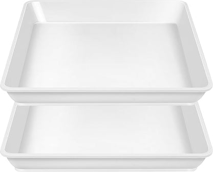 Square Plant Saucer 14 Inch 2 Pack, Durable Plastic Plant Trays Plant Pot Saucers, Square Planters for Indoors and Outdoors Plants, Garden Large Plant Saucers for Pots Black.