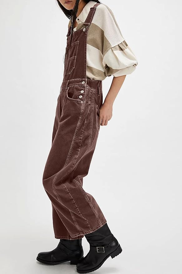 loveimgs Women Y2k Baggy Barrel Jeans Overalls Wide Leg Denim Pants Bib Overalls Jumpsuit Boyfriend Patchwork Jeans