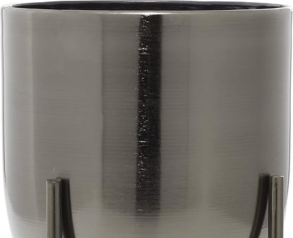 Deco 79 Metal Round Planter with Removable Stand, Set of 2 16", 13"H, Black
