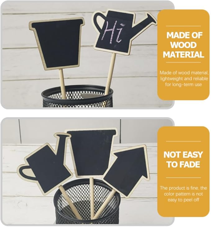 Decoraciones para Salas De Casa Mini Wood Chalkboard Stakes 20pcs Gardening Plant Tags Blackboard Garden Labels Faucet Shaped Yard Stake Flower Tags Plants Sticks for Lawn