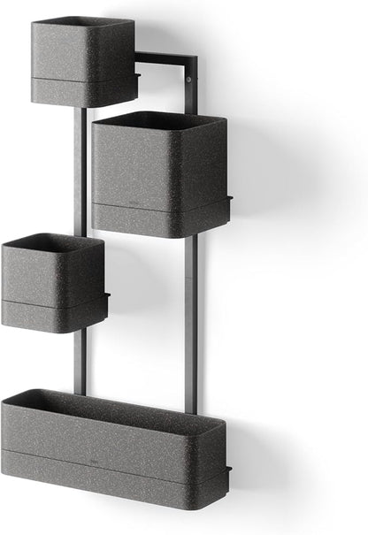 Umbra Cubiko Wall Planter with 4 Lightweight and Durable Pots (Black)