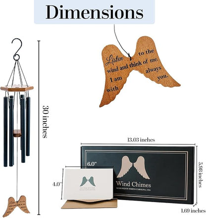 Memorial Wind Chimes for Loss of Loved One, 30" Angel Wing Windchimes Sympathy Gifts for Loss of Loved one, Sympathy Wind Chimes Memorial Gifts for Loss of Mother Father Funeral Gifts Condolence.