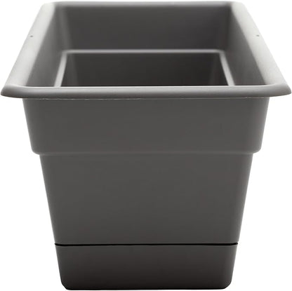 Bloem Dura Cotta Window Box Planter: 24" - Charcoal - with Tray, Weatherproof Resin Box, Removable Tray for Indoor & Outdoor Use, Gardening, 3 Gallon Capacity