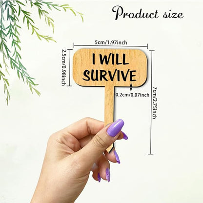 arricraft 15 Pcs Wood T-Type Plant Tags, 1.96x2.75inch/5x7cm Plant Labels with Growing Words Talking Plant Funny Wooden Plant Sign for Garden Markers Nursery Seedling Potted Herb Flower Vegetables