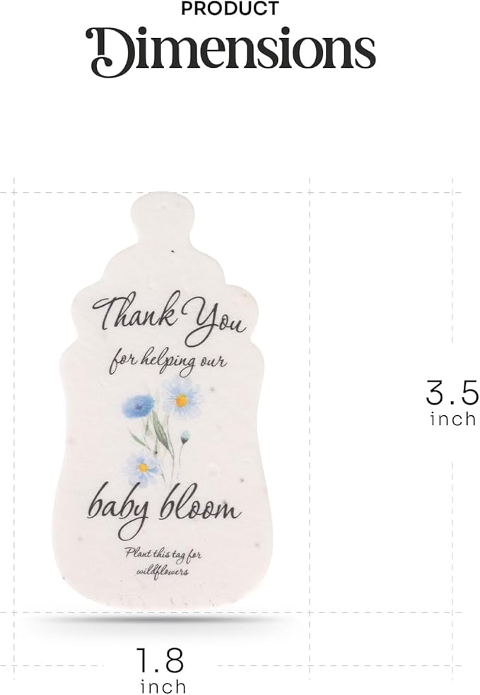 Shaped Seed Paper – 5Pcs Blue Shower Favors for Guests with Wildflower Seeds, Writable & Plantable, Shower Favor Gifts for Guest