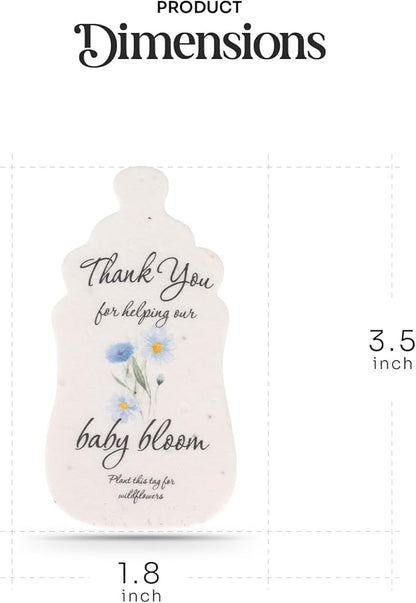 Shaped Seed Paper – 5Pcs Blue Shower Favors for Guests with Wildflower Seeds, Writable & Plantable, Shower Favor Gifts for Guest