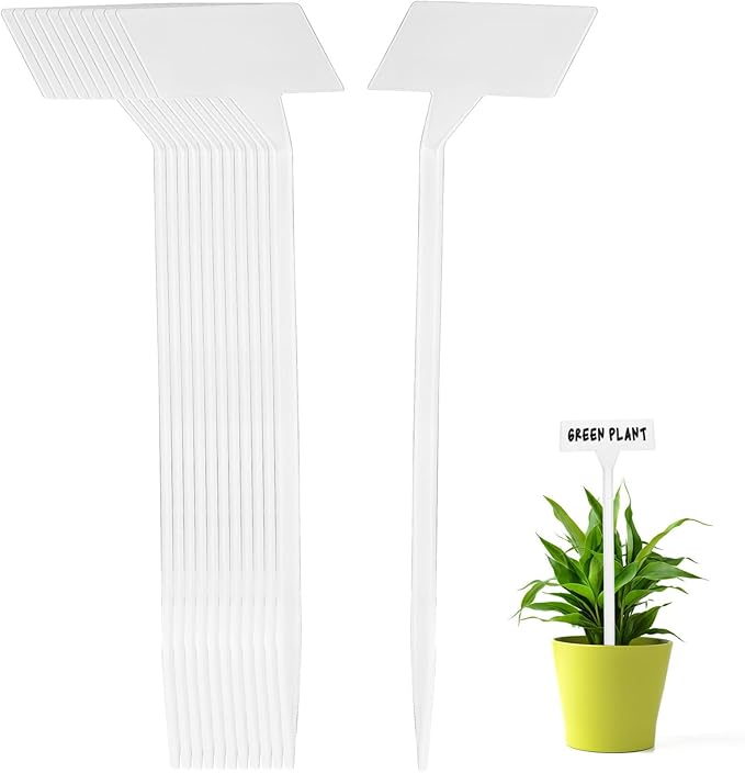 35pcs White Plastic Plant Tags, 11.81 Inch Garden Markers with Slanted Design, Waterproof Stakes for Outdoor and Indoor Plant Labeling, Ideal for Flowers, Herbs, Vegetables, Easy Identification