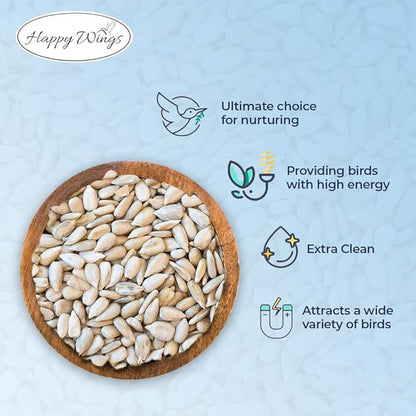 Happy Wings Sunflower Hearts & Chips Bird Food 15 lbs No Mess, No Waste Seed No Grow Formula Ideal for Wild Birds, Finches, Sparrows, and Year-Round Feeding.
