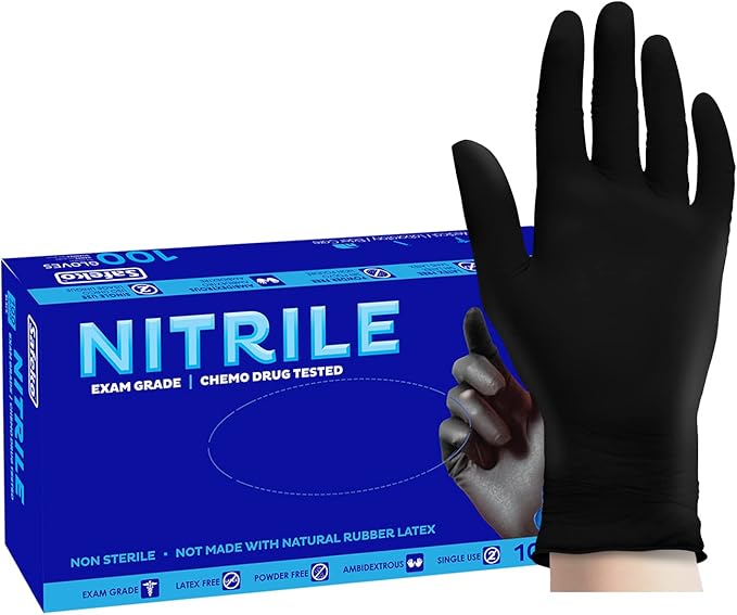 Heavyweight Nitrile Gloves a Black & Blue, Exam Grade, Chemo Tested, Latex-Free, Powder-Free, Disposable Glove