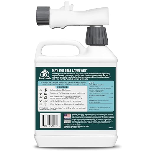 Turf Titan Lawn Kelper Hose End – Liquid Fertilizer with Seaweed Kelp Extract for Lush, Greener Grass – Non-Toxic Seaweed Fertilizer for Lawn & Plants – Covers Up to 8000 Sq Ft