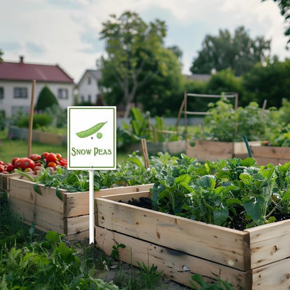 Snow Peas Marker Yard Sign with Stakes 8in×12in, Aluminum Yard Signs, Waterproof Plant Marker Reusable Garden Stake Tags with Vegetable Names for Nursery Outdoor Garden