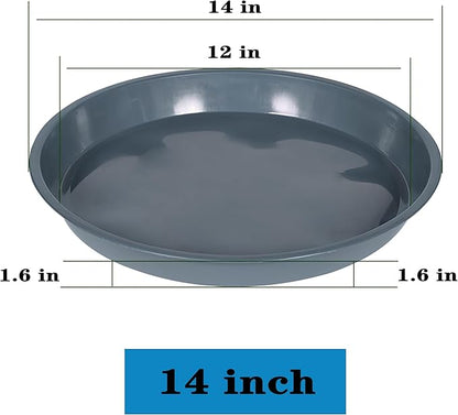 6 Pack of Plant Saucer 14 Inch (12 Inch Base), 14 Inch Plant Saucer, Plastic Plant Trays for Pots, Plant Saucers for Indoors Round, Planter Tray for Planter 11"/12"/13" (14", Gray)