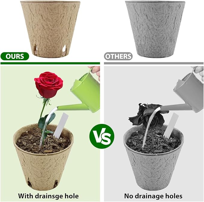 130 Pack 3.15 Inch Seedling Peat Pots, Biodegradable Seed Starters with Drainage Holes for Indoor Outdoor Plant Growing