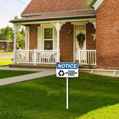 8 x 12 inch Notice Sign - Please Breakdown Boxes Yard Sign Stakes Outdoor Lawn Yard Signs