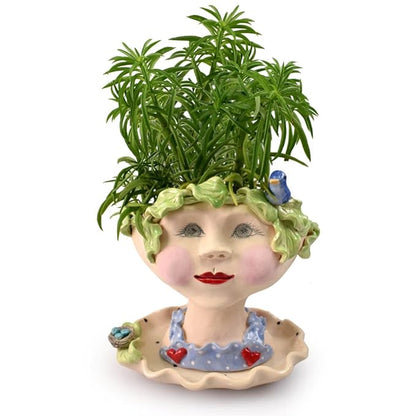 Modern Artisans Victorian Lovelies Sculpted Indoor Head Planter: Fetching Flora Version, 7.5", Handmade in The USA