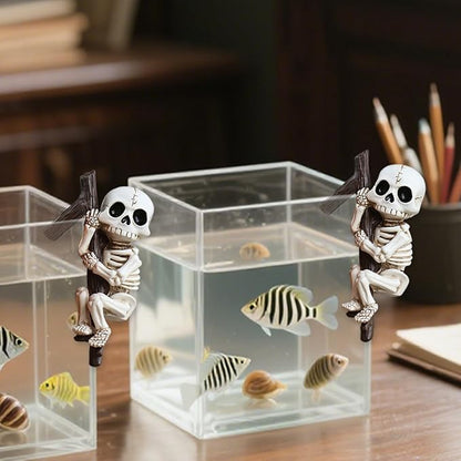 2-Piece Set Skeleton Pot Huggers for Planters, Climbing Flower Pot Hugger, Halloween Hanging Plant Decorations for Pots, Cute Plant Pot Decorations for Home Garden Patio Fence Lawn Yard (Skeleton)