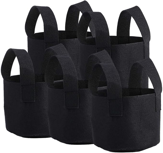 Black Felt Plants Growing Bag, Plant Grow Bags Garden Bag to Grow Vegetables, Vegetable Potato Planter Containers Flower Aeration Planting Pot Container for Planting Potatoes (1 Gallon (14 x 18cm))