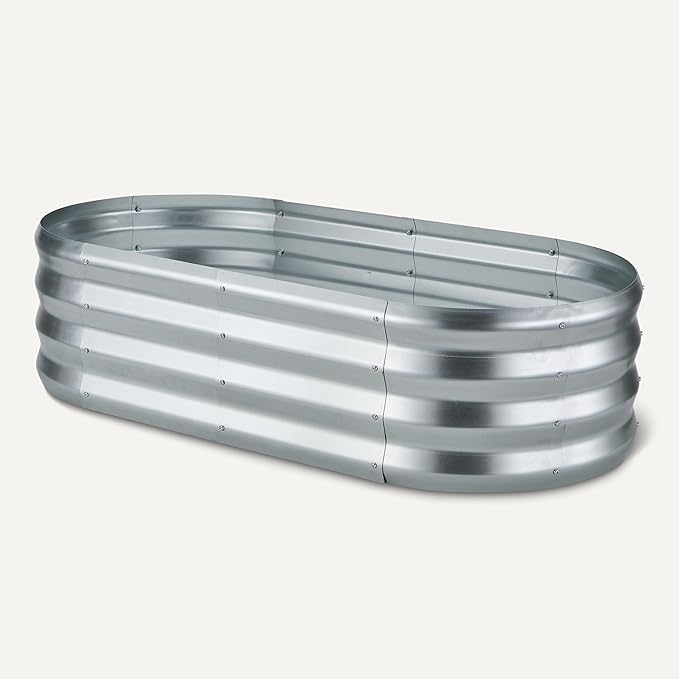 Amazon Basics Raised Garden Bed, Galvanized Steel, 48 x 24 x 12 inches, 1 Pack, Silver