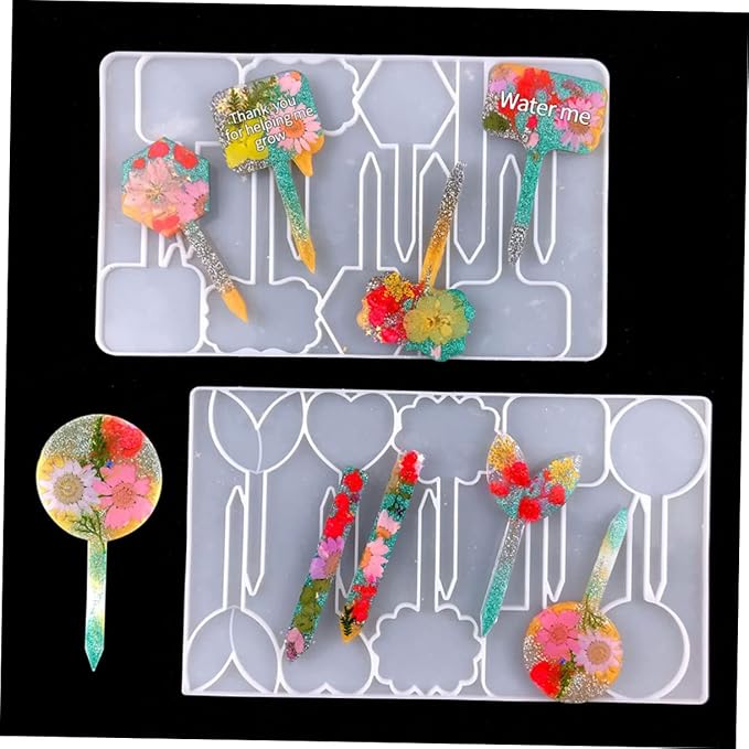 2pcs Silicone Plant Label Mold Epoxy Molds for Markers and Reusable Silicone for Floral Tags and Herb Labels Easy to Use for Crafting